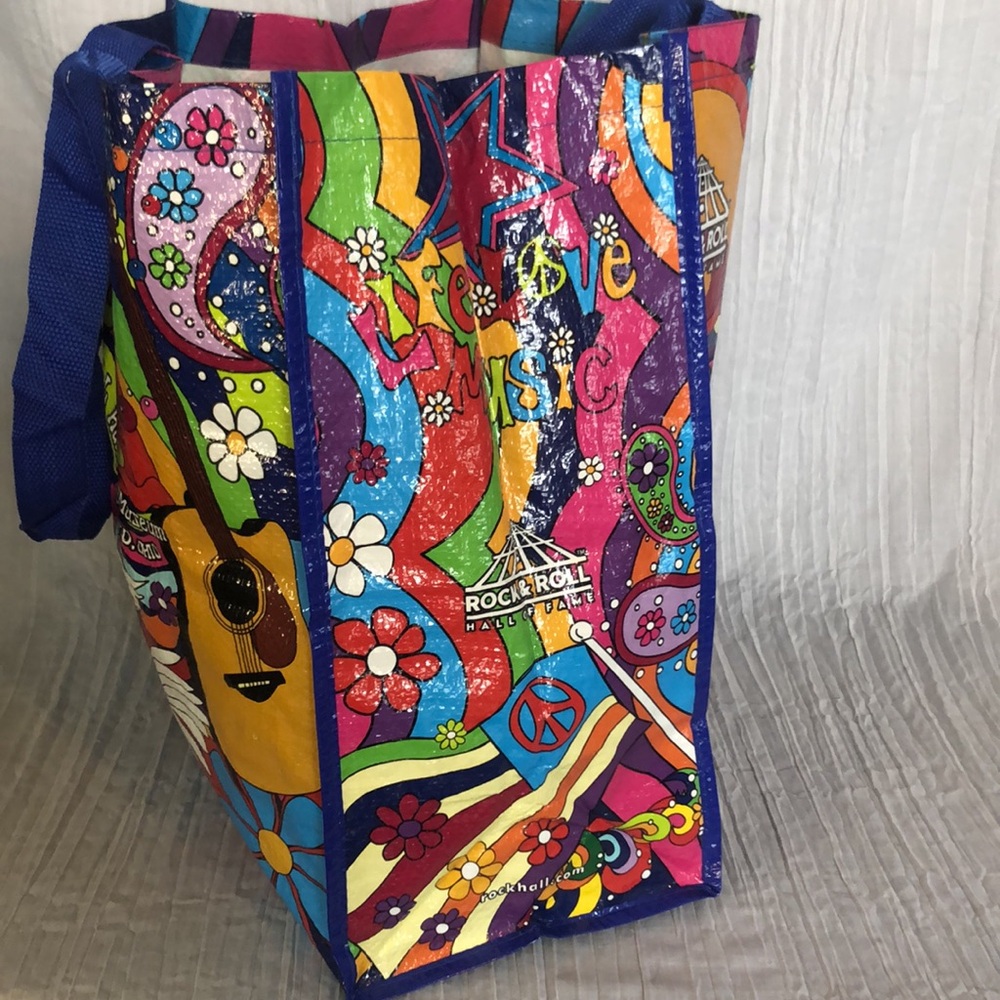 ROCK & ROLL HALL OF FAME recyclable shopping bag book bag tote 1970s retro look - Picture 10 of 12